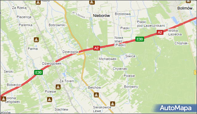 mapa Michałówek gmina Nieborów, Michałówek gmina Nieborów na mapie Targeo