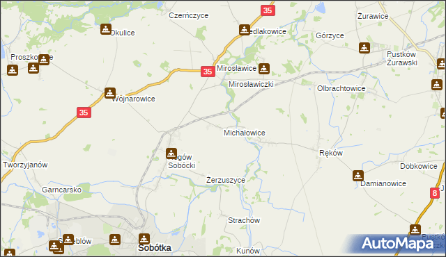 mapa Michałowice gmina Sobótka, Michałowice gmina Sobótka na mapie Targeo