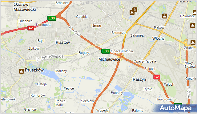 mapa Michałowice powiat pruszkowski, Michałowice powiat pruszkowski na mapie Targeo