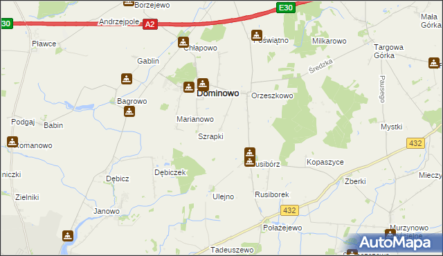 mapa Michałowo gmina Dominowo, Michałowo gmina Dominowo na mapie Targeo