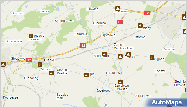mapa Michałowo gmina Piaski, Michałowo gmina Piaski na mapie Targeo