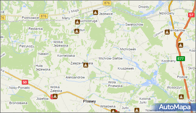 mapa Michrów-Stefów gmina Pniewy, Michrów-Stefów gmina Pniewy na mapie Targeo