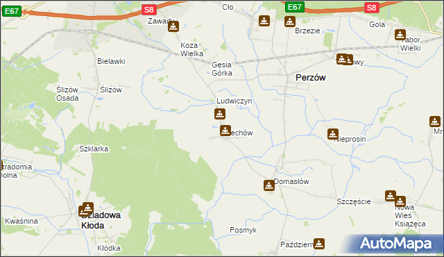 mapa Miechów gmina Perzów, Miechów gmina Perzów na mapie Targeo
