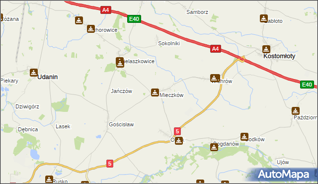 mapa Mieczków gmina Kostomłoty, Mieczków gmina Kostomłoty na mapie Targeo
