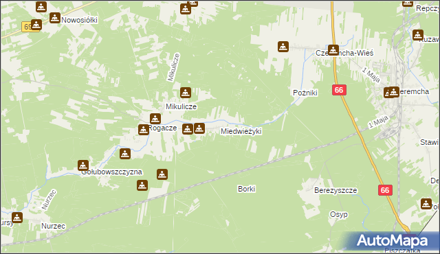 mapa Miedwieżyki, Miedwieżyki na mapie Targeo