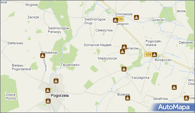 mapa Międzyborze gmina Pogorzela, Międzyborze gmina Pogorzela na mapie Targeo