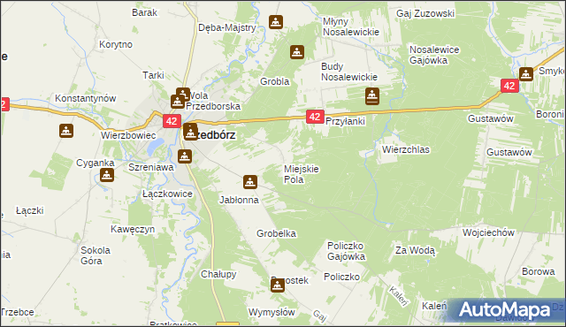 mapa Miejskie Pola, Miejskie Pola na mapie Targeo