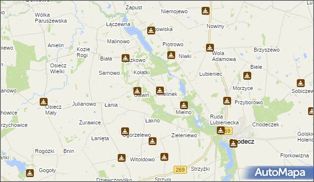 mapa Mielinek, Mielinek na mapie Targeo