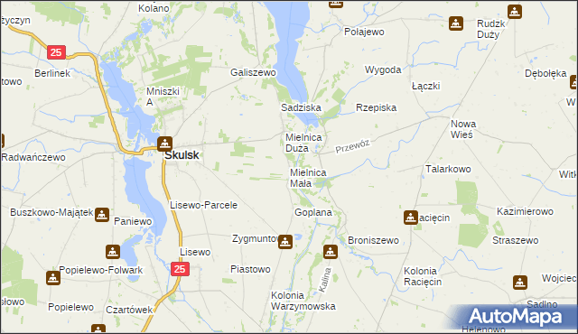 mapa Mielnica Mała, Mielnica Mała na mapie Targeo