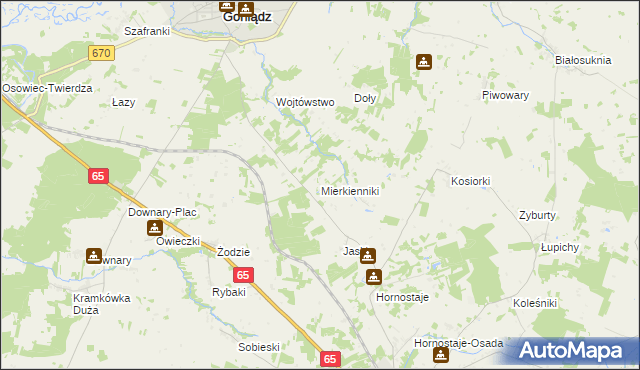 mapa Mierkienniki, Mierkienniki na mapie Targeo