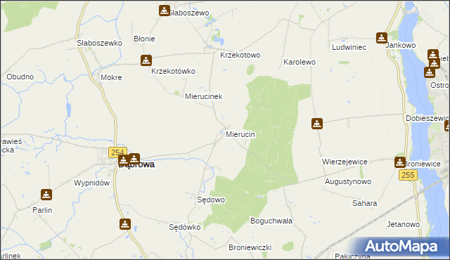 mapa Mierucin gmina Dąbrowa, Mierucin gmina Dąbrowa na mapie Targeo