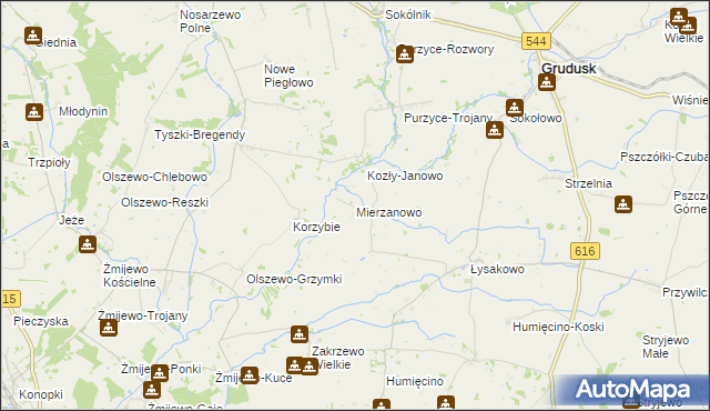 mapa Mierzanowo, Mierzanowo na mapie Targeo