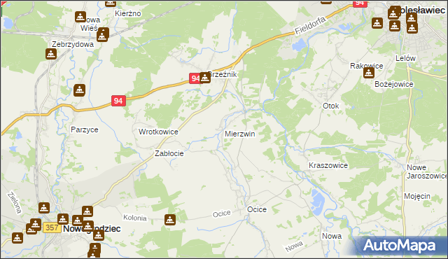 mapa Mierzwin gmina Bolesławiec, Mierzwin gmina Bolesławiec na mapie Targeo