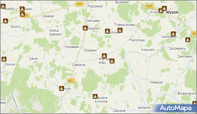 mapa Mierzwin Mały, Mierzwin Mały na mapie Targeo