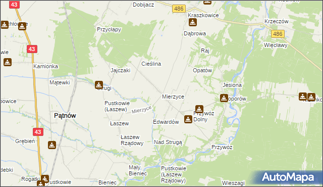 mapa Mierzyce, Mierzyce na mapie Targeo