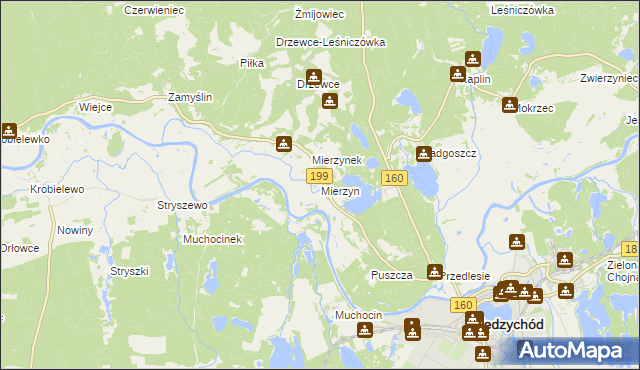 mapa Mierzyn gmina Międzychód, Mierzyn gmina Międzychód na mapie Targeo