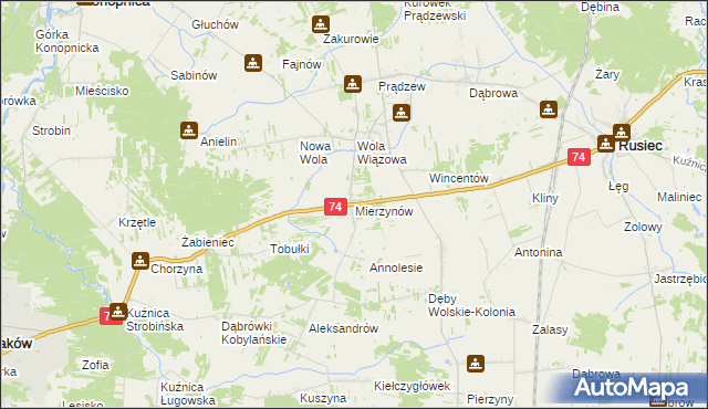 mapa Mierzynów, Mierzynów na mapie Targeo