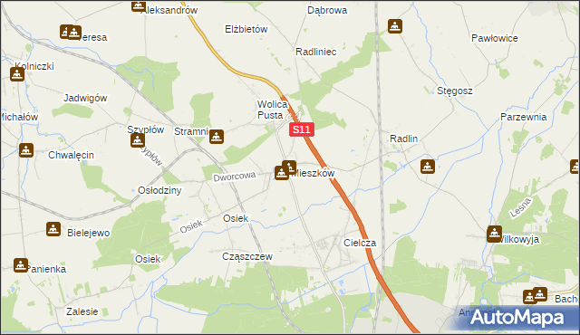 mapa Mieszków gmina Jarocin, Mieszków gmina Jarocin na mapie Targeo