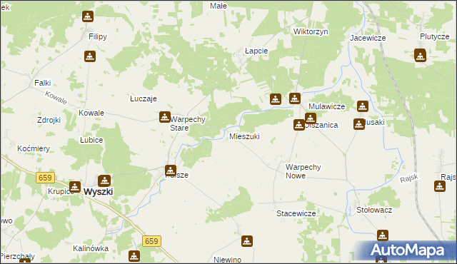 mapa Mieszuki, Mieszuki na mapie Targeo