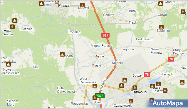 mapa Miętne, Miętne na mapie Targeo