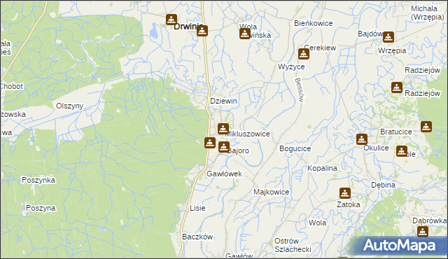 mapa Mikluszowice, Mikluszowice na mapie Targeo