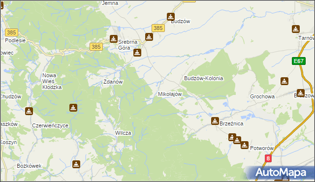 mapa Mikołajów gmina Stoszowice, Mikołajów gmina Stoszowice na mapie Targeo