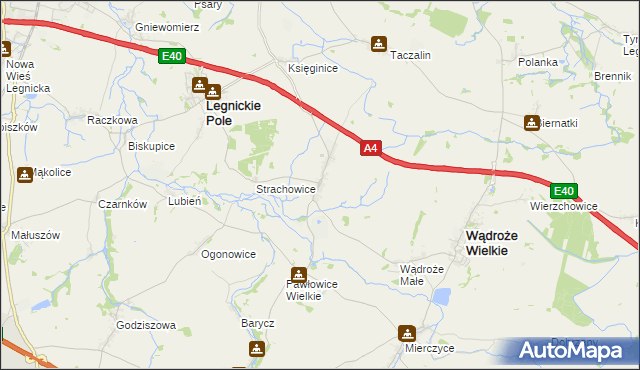 mapa Mikołajowice gmina Legnickie Pole, Mikołajowice gmina Legnickie Pole na mapie Targeo