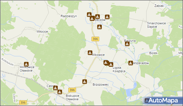 mapa Mikowice gmina Namysłów, Mikowice gmina Namysłów na mapie Targeo