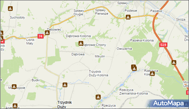 mapa Mikulin gmina Kraśnik, Mikulin gmina Kraśnik na mapie Targeo