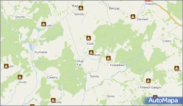 mapa Mikuty gmina Biała Piska, Mikuty gmina Biała Piska na mapie Targeo