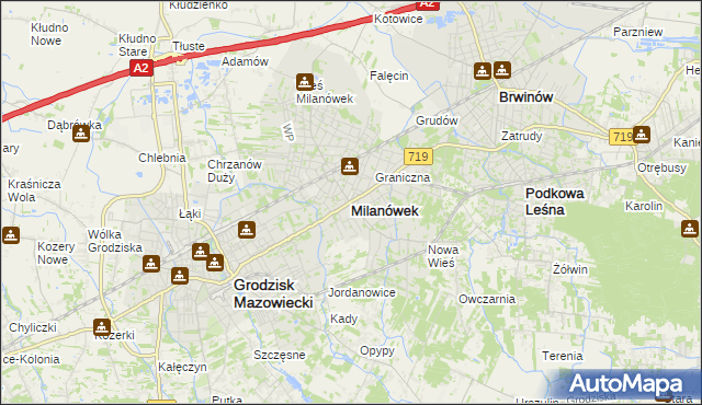 mapa Milanówek, Milanówek na mapie Targeo