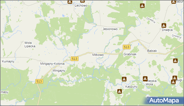 mapa Miłkowo gmina Orneta, Miłkowo gmina Orneta na mapie Targeo