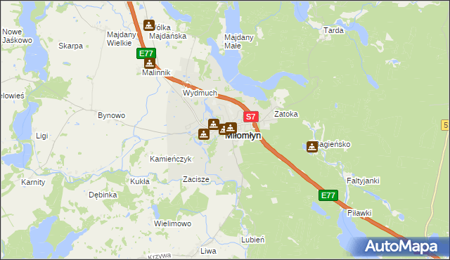 mapa Miłomłyn, Miłomłyn na mapie Targeo