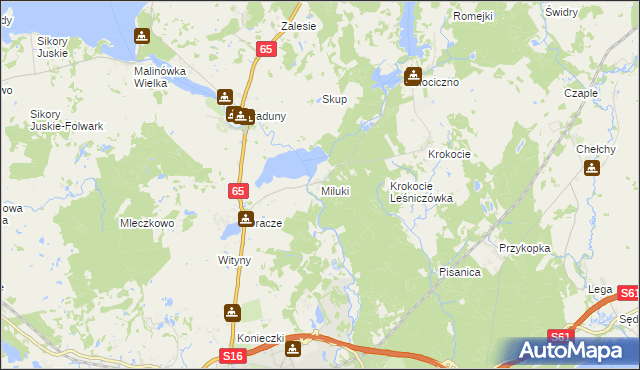 mapa Miluki, Miluki na mapie Targeo