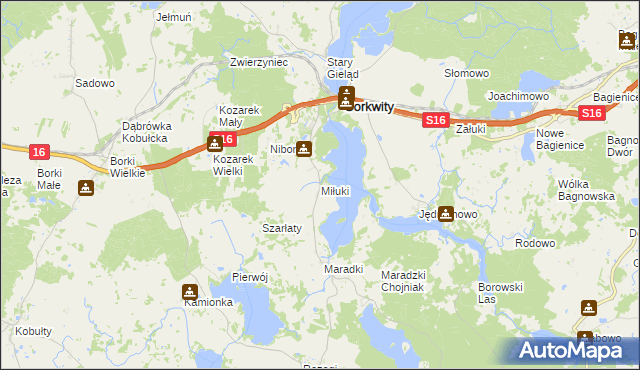 mapa Miłuki gmina Sorkwity, Miłuki gmina Sorkwity na mapie Targeo