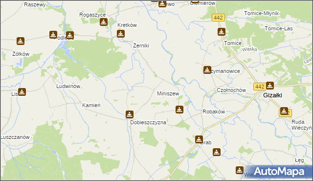 mapa Miniszew, Miniszew na mapie Targeo