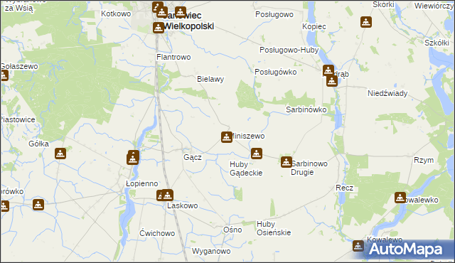 mapa Miniszewo, Miniszewo na mapie Targeo