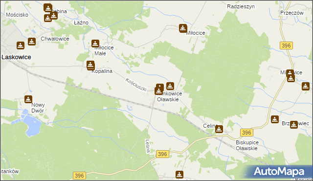 mapa Minkowice Oławskie, Minkowice Oławskie na mapie Targeo