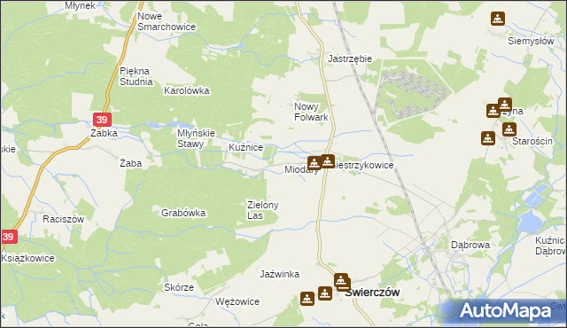 mapa Miodary gmina Świerczów, Miodary gmina Świerczów na mapie Targeo