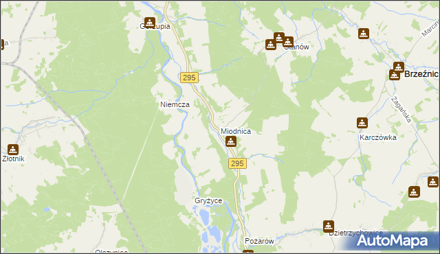 mapa Miodnica, Miodnica na mapie Targeo