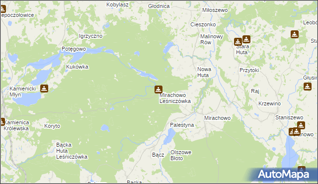 mapa Mirachowo Leśniczówka, Mirachowo Leśniczówka na mapie Targeo