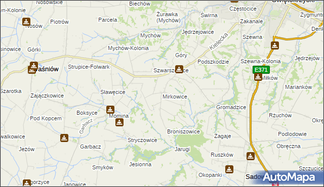 mapa Mirkowice gmina Bodzechów, Mirkowice gmina Bodzechów na mapie Targeo