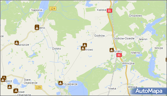 mapa Mirowo gmina Moryń, Mirowo gmina Moryń na mapie Targeo