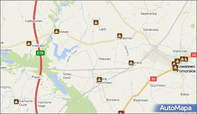 mapa Mlewiec, Mlewiec na mapie Targeo