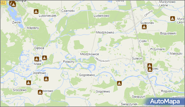 mapa Młodzikowo, Młodzikowo na mapie Targeo