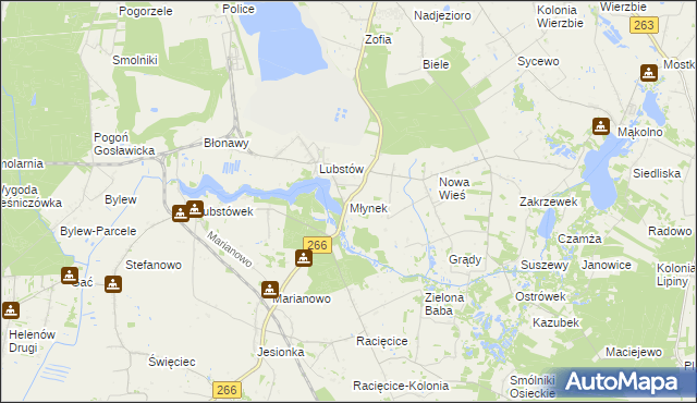 mapa Młynek gmina Sompolno, Młynek gmina Sompolno na mapie Targeo