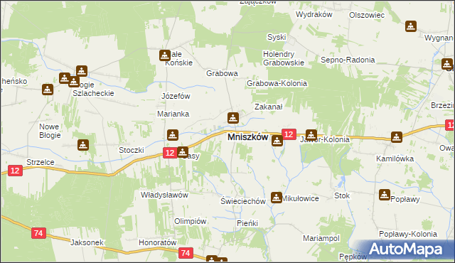 mapa Mniszków powiat opoczyński, Mniszków powiat opoczyński na mapie Targeo
