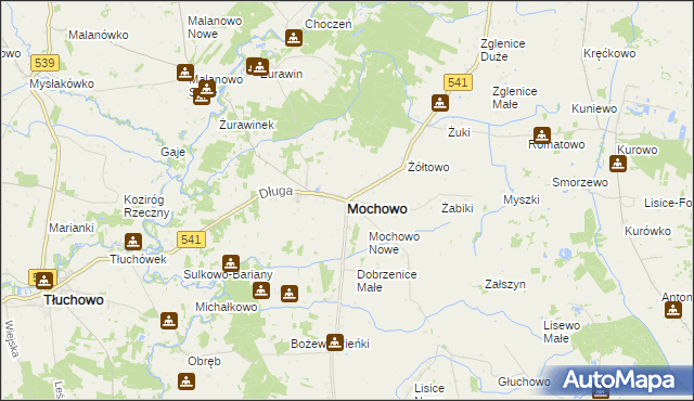mapa Mochowo powiat sierpecki, Mochowo powiat sierpecki na mapie Targeo