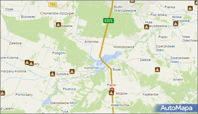 mapa Modrzejowice Osada, Modrzejowice Osada na mapie Targeo