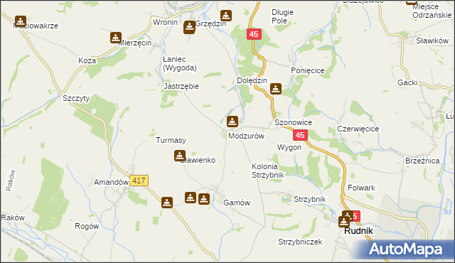 mapa Modzurów, Modzurów na mapie Targeo